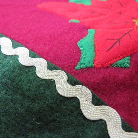 Giant Poinsettia Stocking vintage traditional embroidered 36 in Long plus - Picture 4 of 8